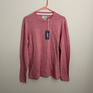 Grayers James Linen Cotton Crew Sweater Size Small Red and White Stripe